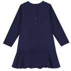 Girls Navy Sequin Long Sleeve Dress, 2, hi-res