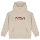Boys Beige Logo Hooded Top, 1, hi-res