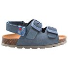 Baby Boys Blue Leather Sandal, 1, hi-res