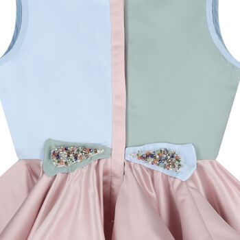 Girls Pink, Blue & Green Satin Dress