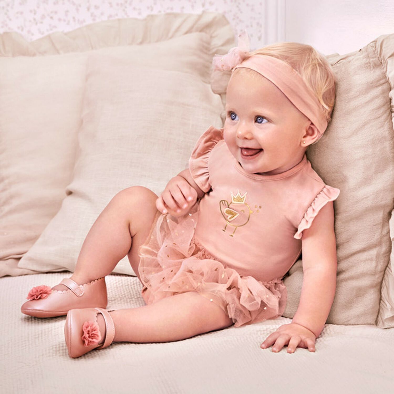 Baby Girls Pink Tulle Romper & Headband Set, 1, hi-res image number null