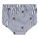 Baby Girls White & Blue Polo Bear Striped Dress Set, 1, hi-res