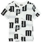 تيشيرت أولاد بالشعار باللون الأبيض, 1, hi-res