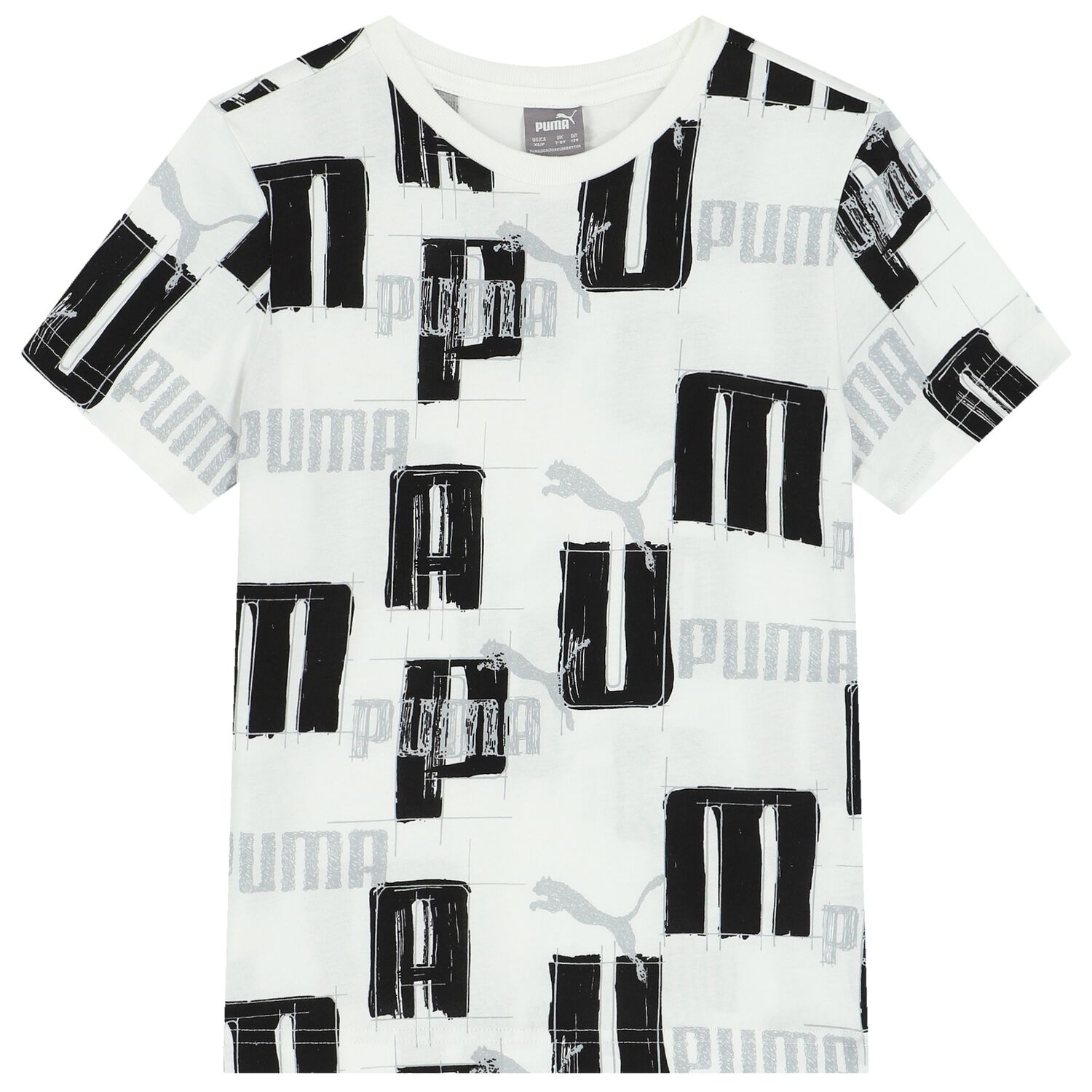 تيشيرت أولاد بالشعار باللون الأبيض, 1, hi-res