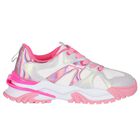Girls White & Pink Trainers, 1, hi-res