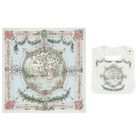 طقم هدية قماط ومريلة مزخرفة باللون العاجى والأزرق, 1, hi-res