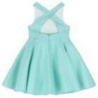 Girls Aqua Flared Dress, 1, hi-res