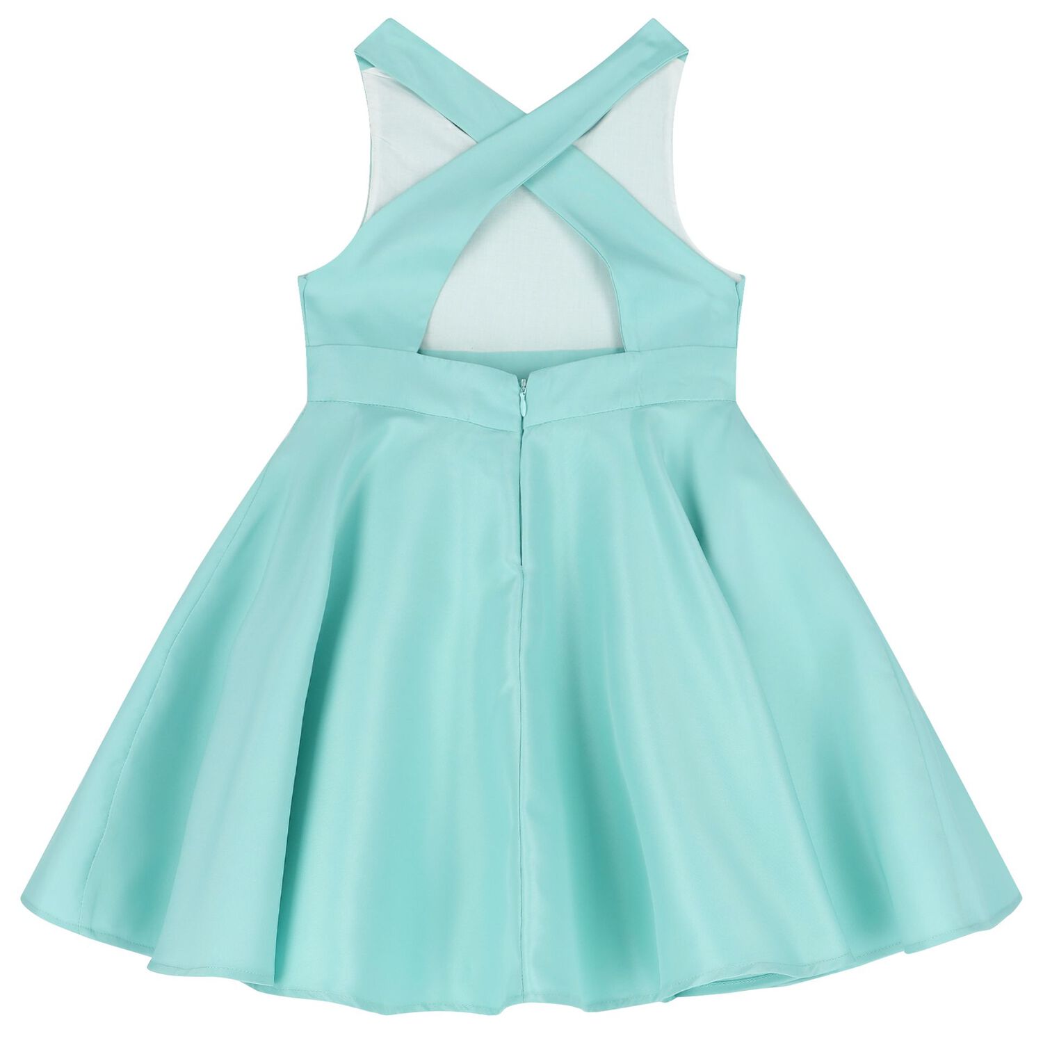 Girls Aqua Flared Dress, 1, hi-res
