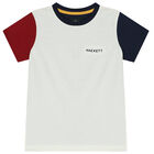 Boys Ivory & Navy Blue Logo T-Shirt, 1, hi-res