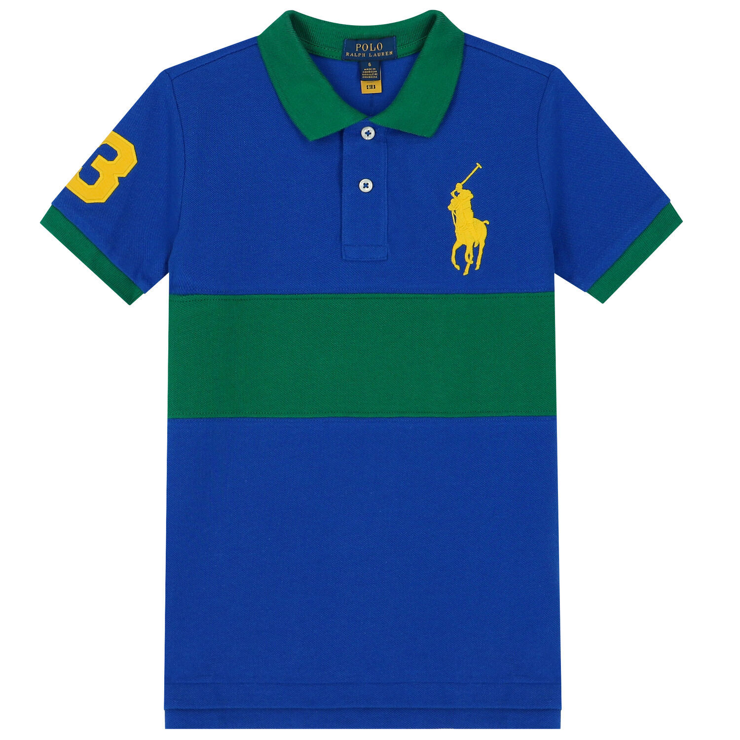 Boys Blue & Green Logo Polo Shirt, 1, hi-res