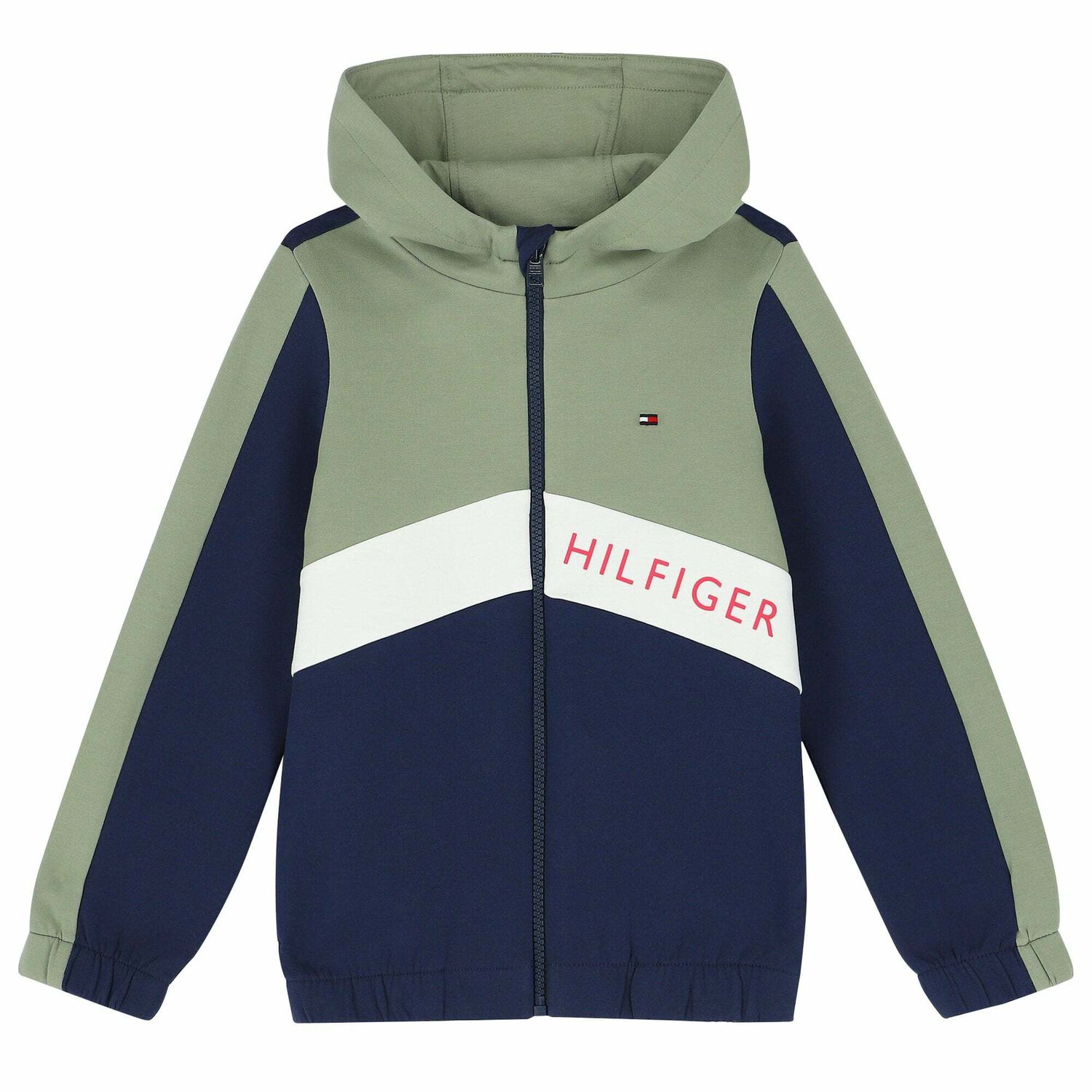 Boys Green & Navy Logo Zip Up Top, 1, hi-res image number null