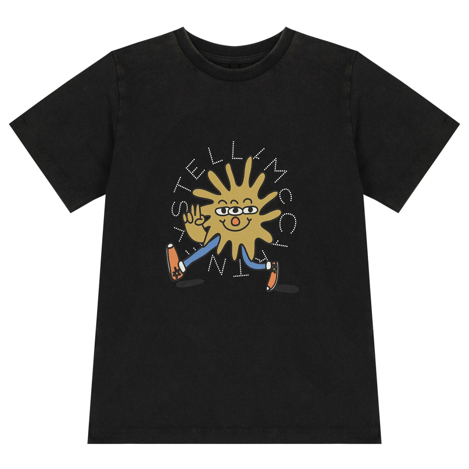 تيشيرت أولاد بالشعار باللون الأسود, 1, hi-res