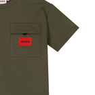 تيشيرت أولاد واسع بالشعار باللون الأخضر, 1, hi-res