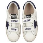 Ivory & Navy Blue Logo Trainers, 1, hi-res