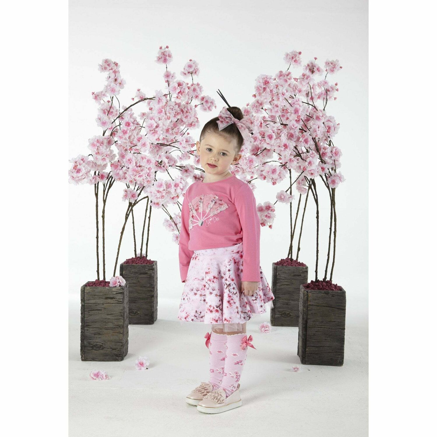 توب باكمام باللون الوردى للبنات, 1, hi-res