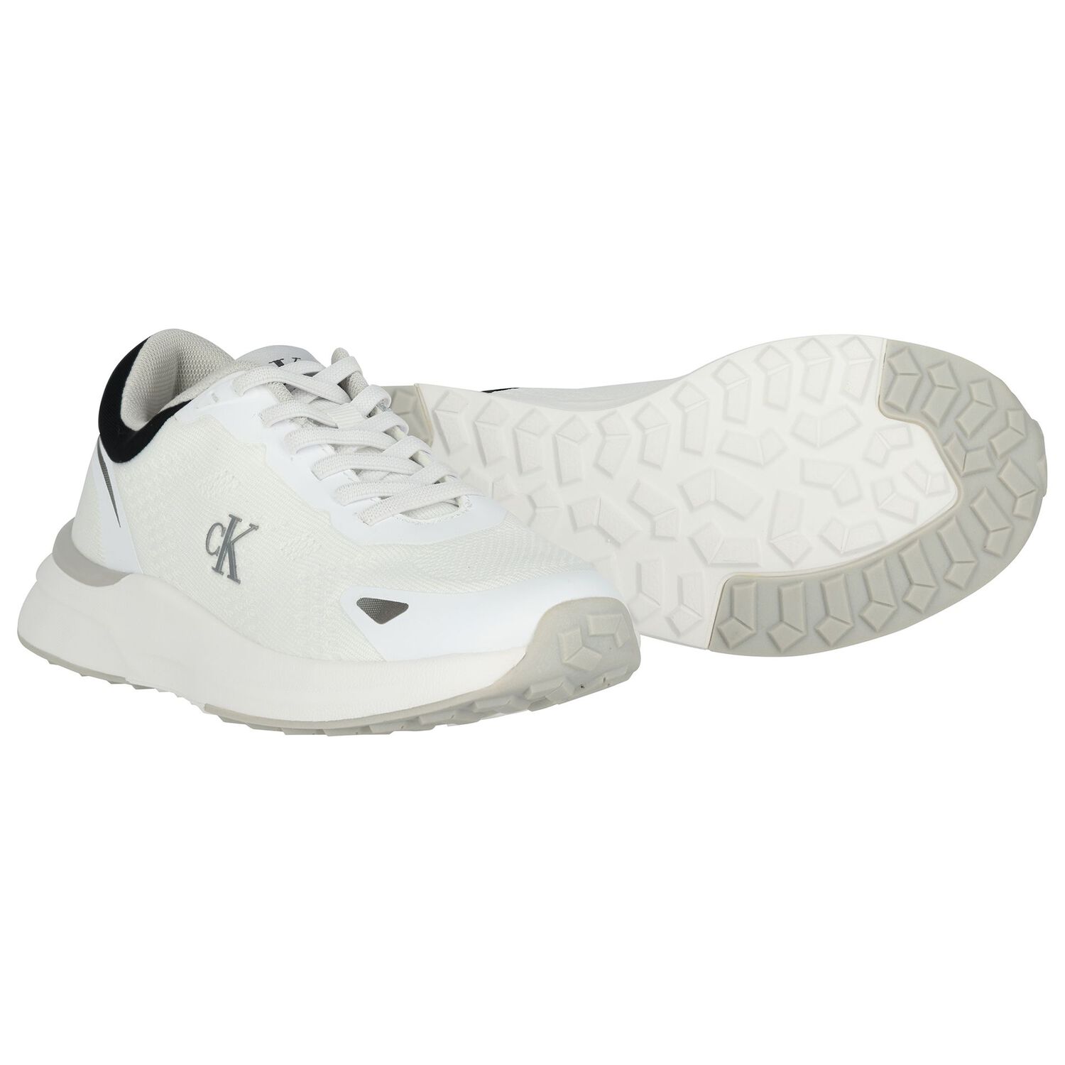 White Mesh Logo Trainers, 1, hi-res