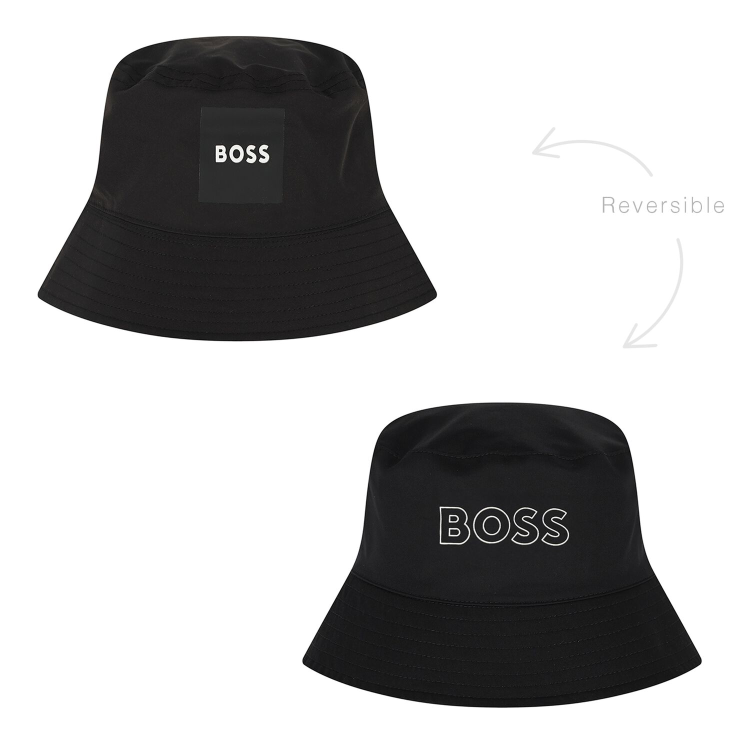 Boys Black Logo Reversible Hat, 1, hi-res
