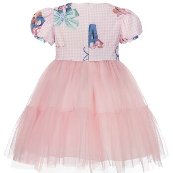Younger Girls Pink Bow Tulle Dress