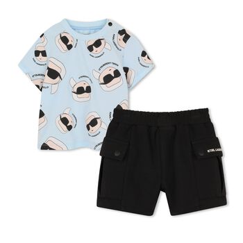 Boys Blue & Black Ikonik Shorts Set
