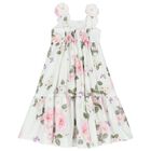 Girls White Flower & Butterfly Dress, 1, hi-res