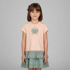 فستان بنات بطبعة حقيبة بالشعار باللون الوردى, 1, hi-res