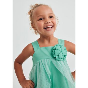 Girls Blue Flower Tulle Dress