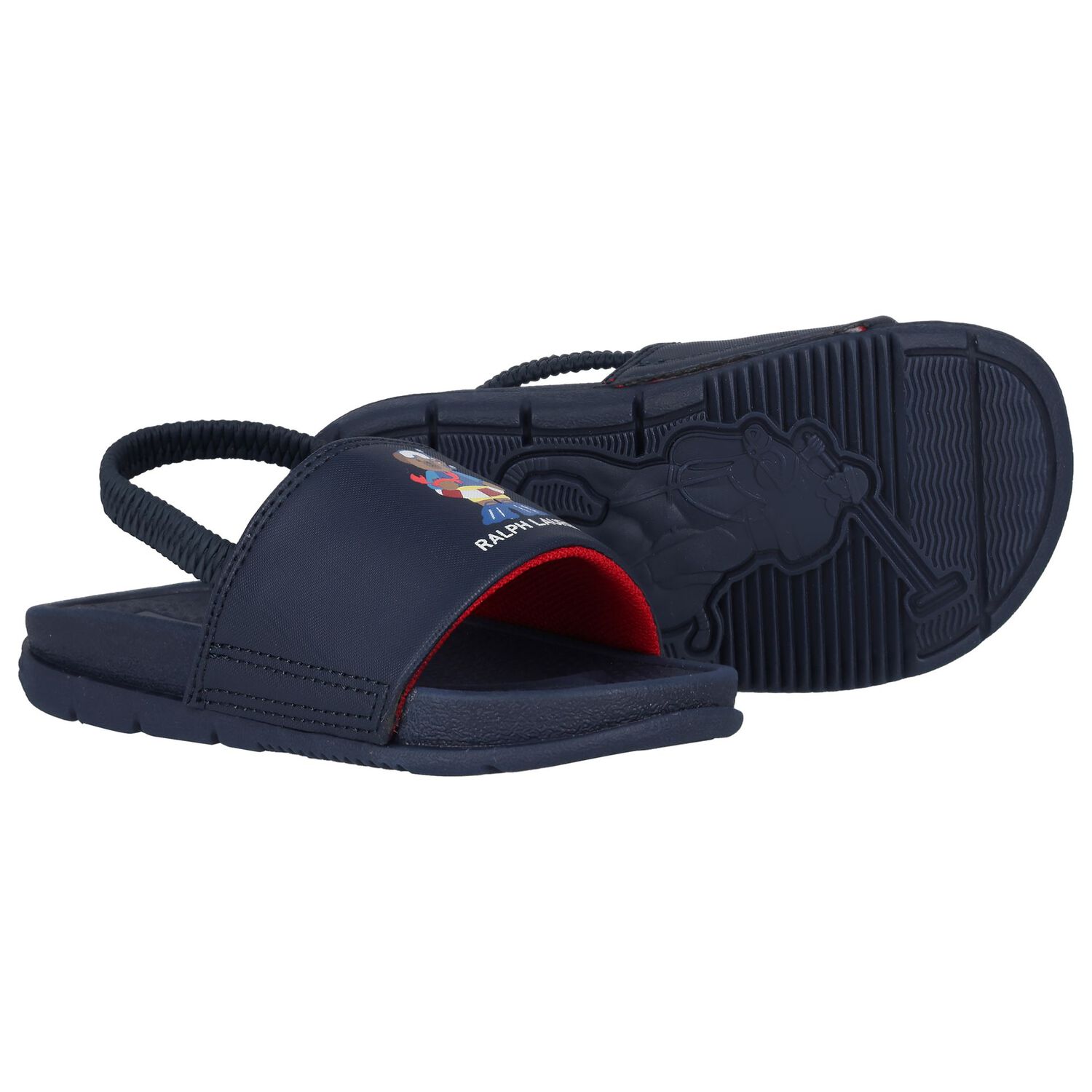 Boys Navy Blue Polo Bear Sliders, 1, hi-res image number null