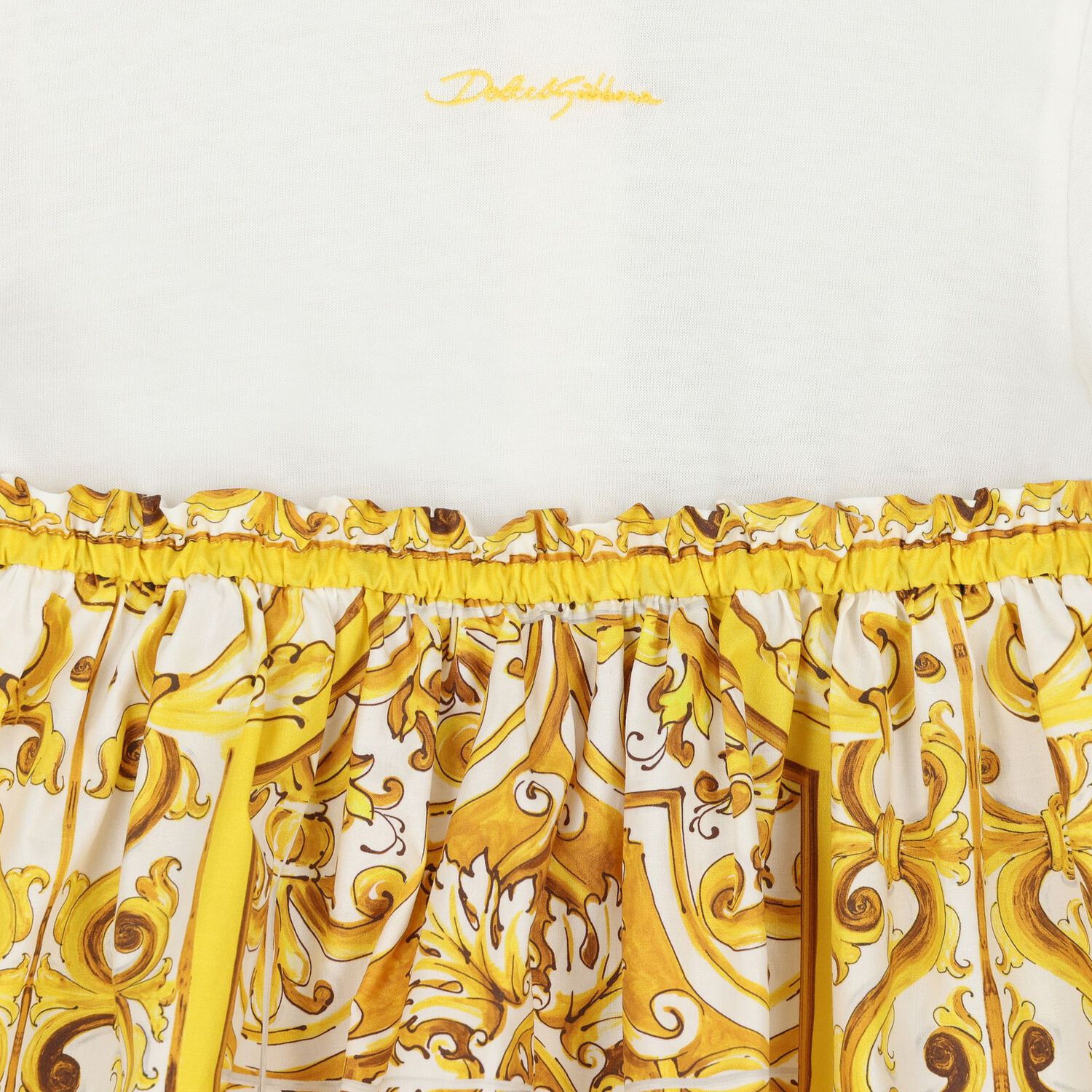 Baby Girls White & Yellow Majolica Dress Set, 1, hi-res