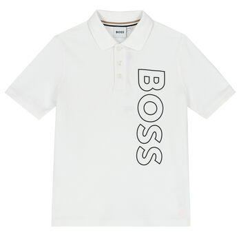 Boys White Logo Polo Shirt