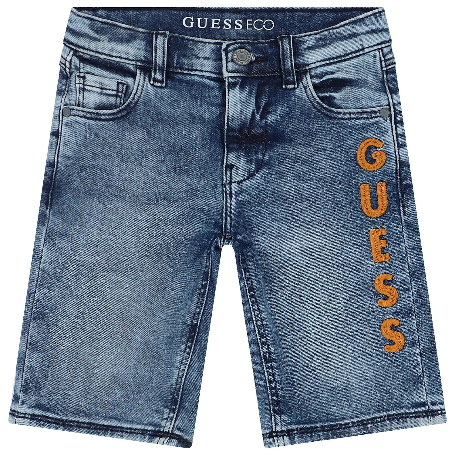 Boys Blue Logo Denim Shorts, 1, hi-res