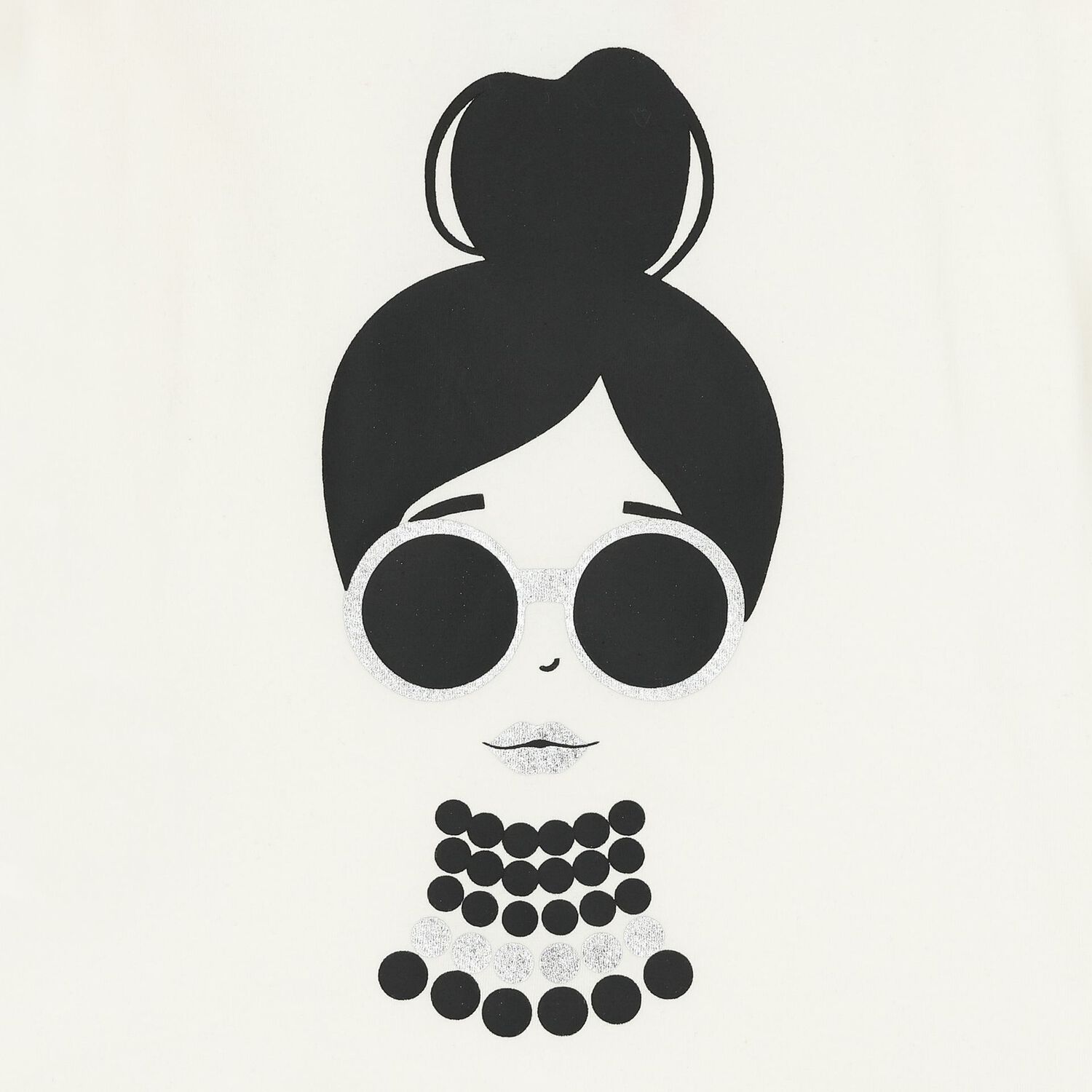 توب بنات بأكمام بالشعار باللون العاجي , 1, hi-res image number null