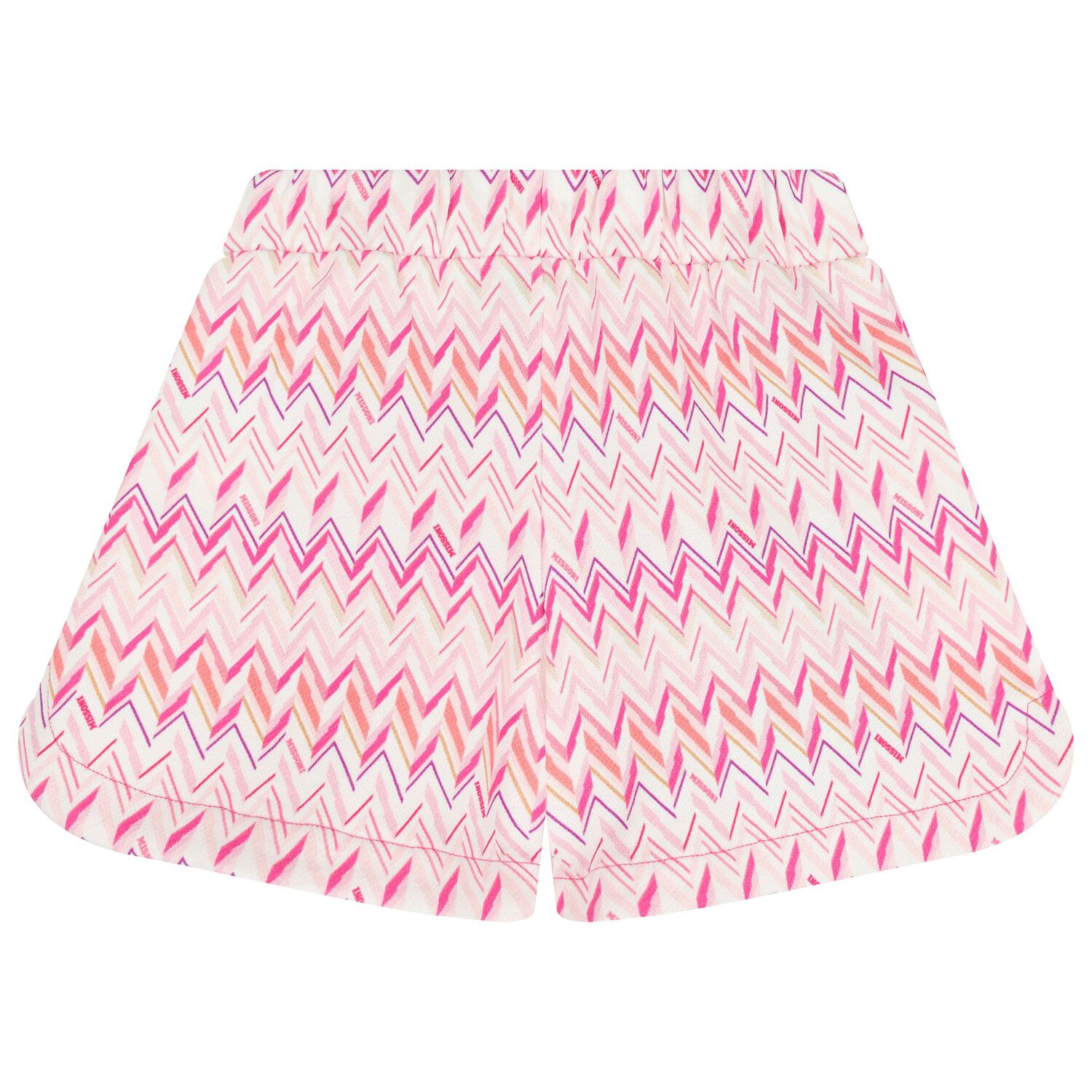 Girls White & Pink Logo Zig Zag Shorts, 2, hi-res