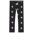 بنطال ضيق أسود مزين بالزهور للبنات, 1, hi-res