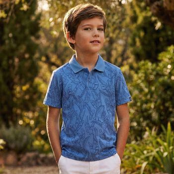 Boys Blue Leaves Polo Shirt