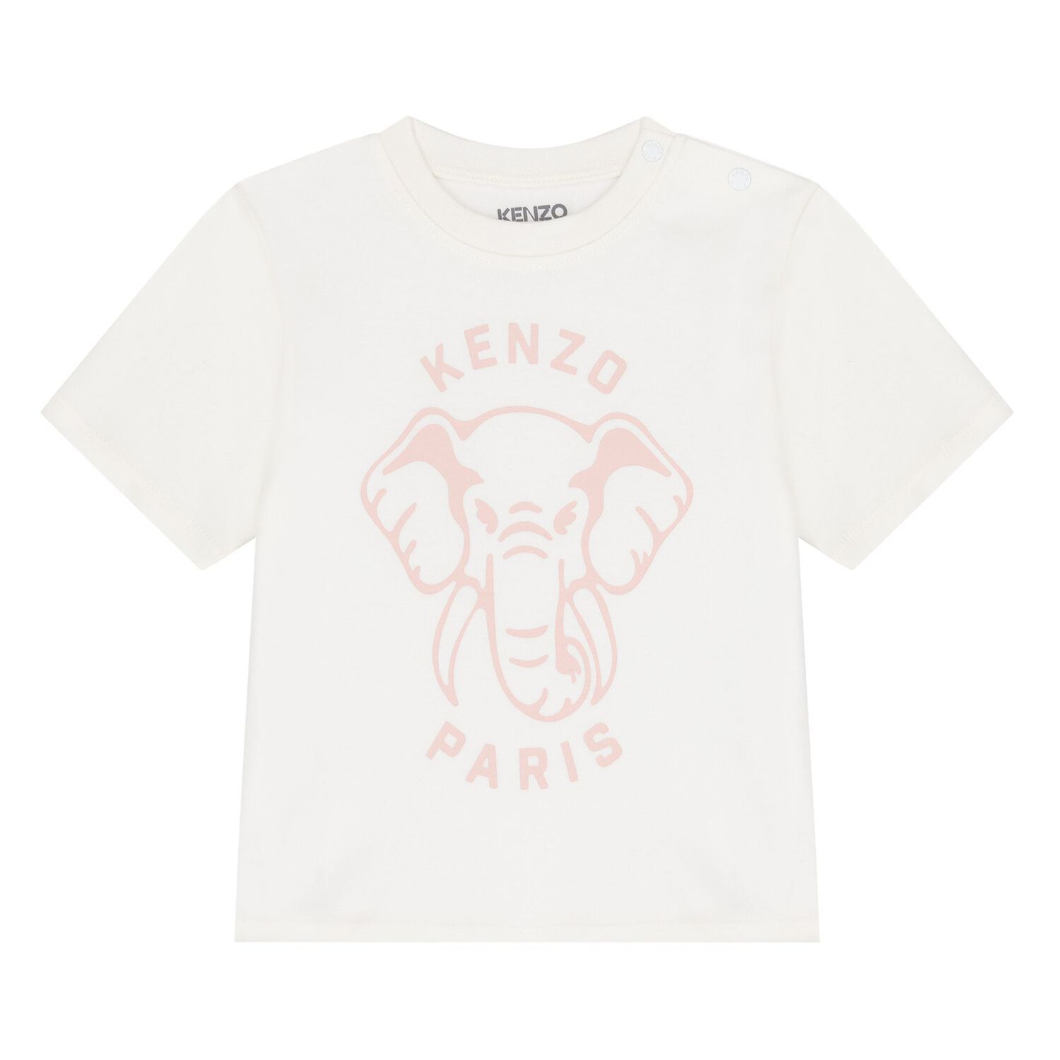 طقم بدله رياضيه بالشعار بطبعه فيل للبنات باللون الابيض والوردى , 1, hi-res