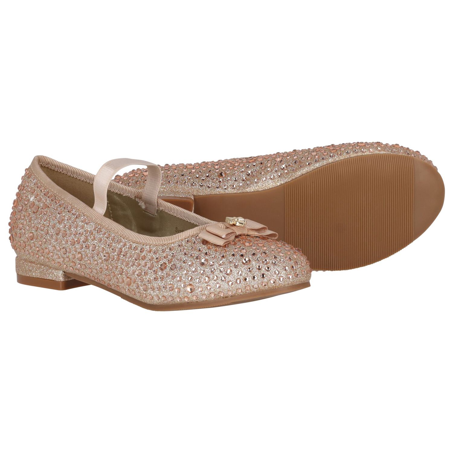 حذاء بنات مزين باللون الذهبي , 1, hi-res