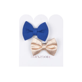 Girls Navy & Gold Hairclip Set