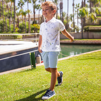 Boys Blue Cotton Twill Shorts