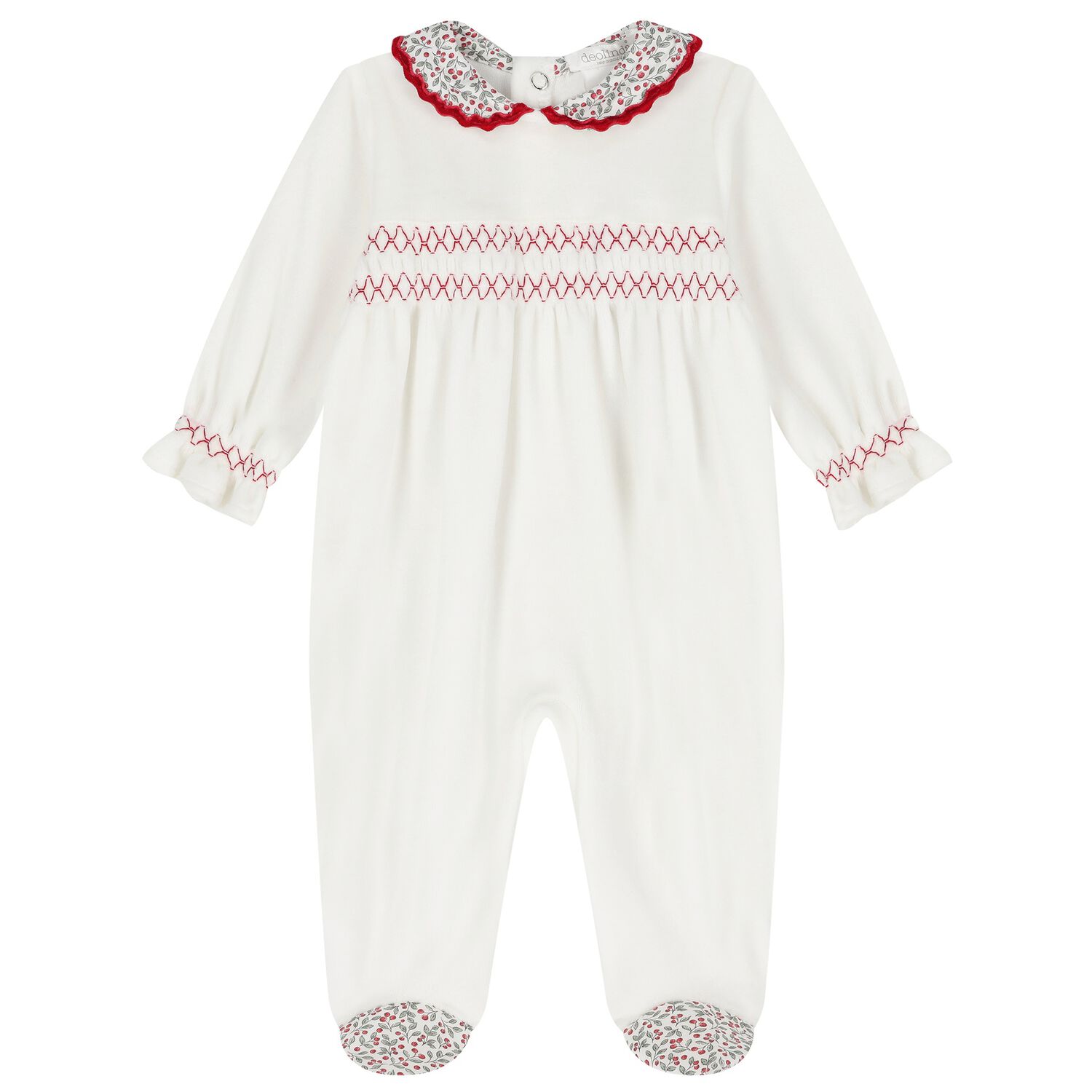 Baby Girls Ivory Smocked Babygrow, 1, hi-res