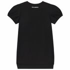 فستان بالشعار باللون الاسود للبنات, 1, hi-res