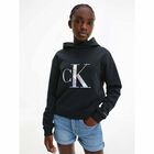 تيشيرت بالقبعة بالشعار قزحى باللون الاسود للبنات, 1, hi-res