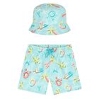 Younger Boys Aqua Swim Shorts & Reversible Hat Set, 3, hi-res