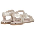Girls Gold Metallic Floral Sandals, 1, hi-res