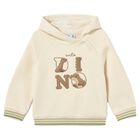 Younger Boys Ivory Dino Hooded Top, 1, hi-res