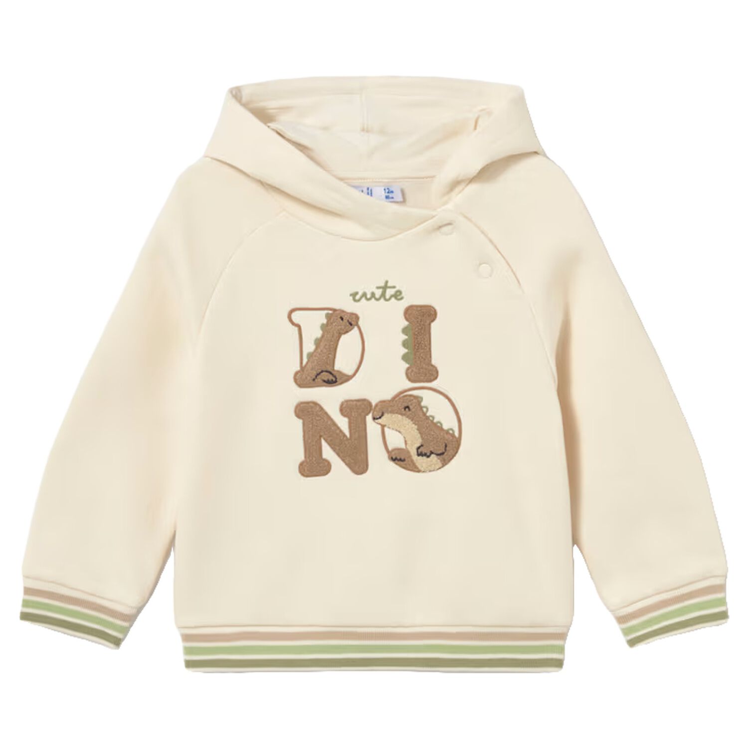 Younger Boys Ivory Dino Hooded Top, 1, hi-res