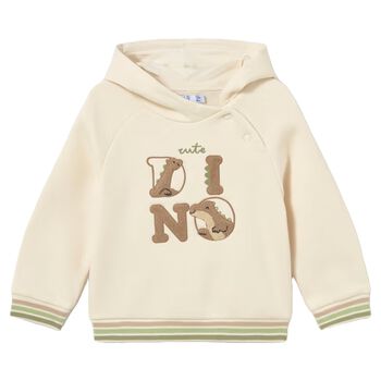 Younger Boys Ivory Dino Hooded Top