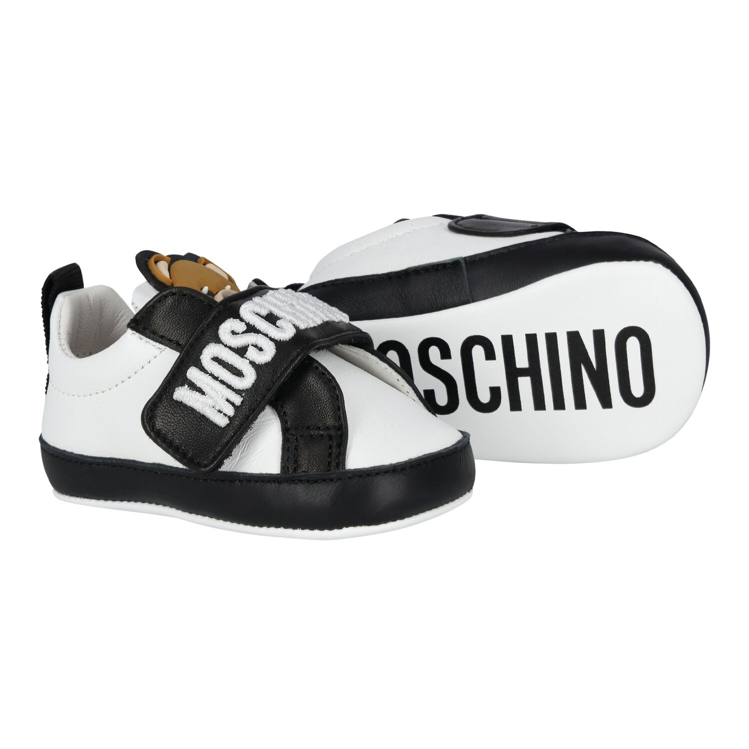 حذاء  قبل المشي على شكل دب تيدي باللونين الأبيض والأسود, 2, hi-res