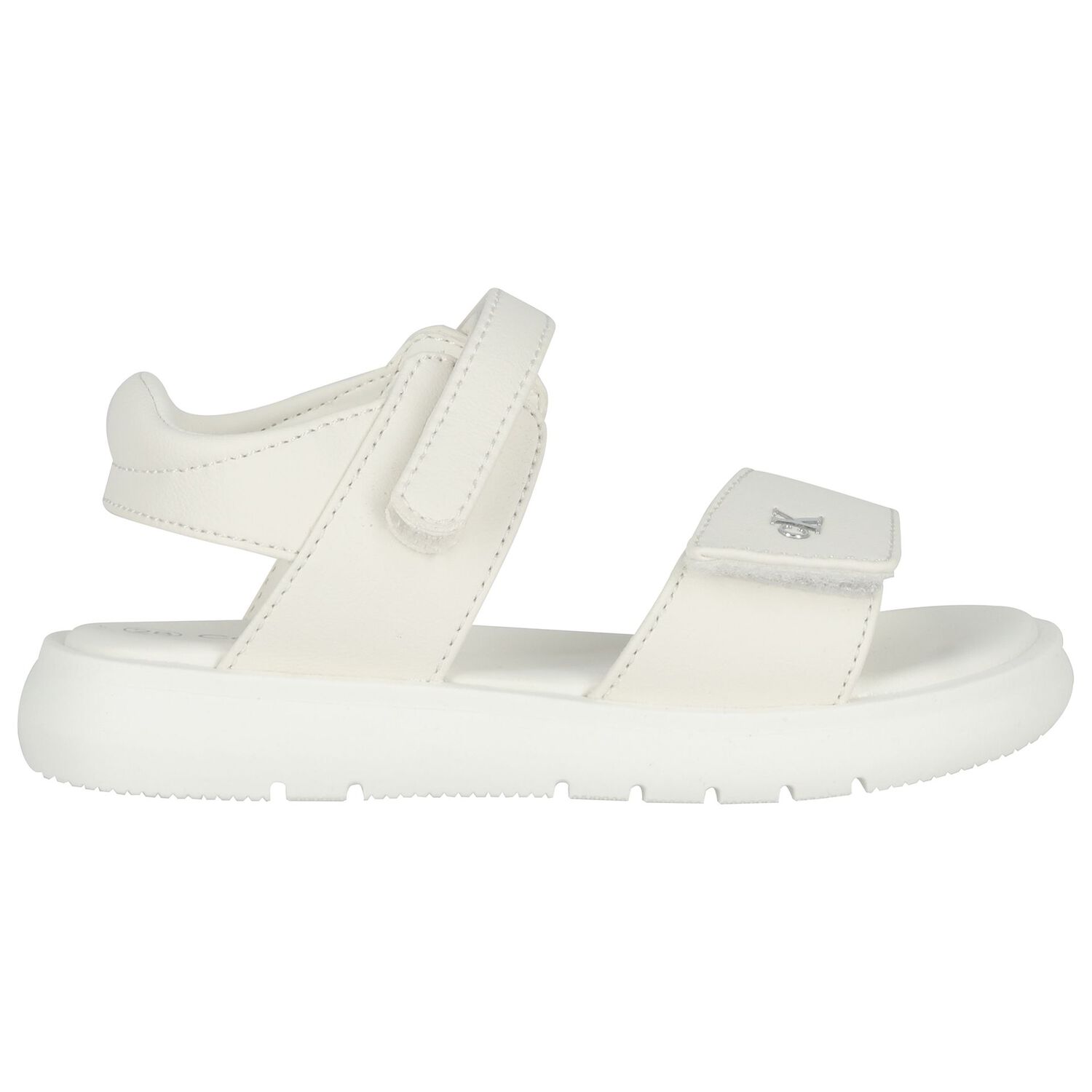 Girls White Logo Sandals, 1, hi-res