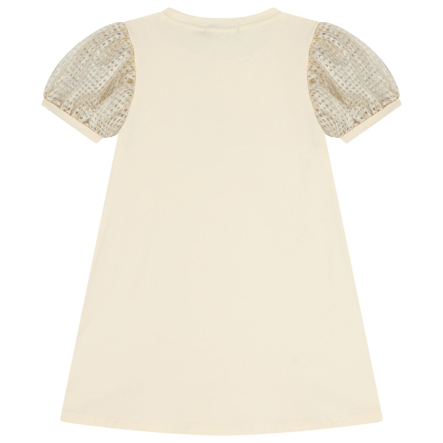 Girls Ivory & Gold Bag Dress, 1, hi-res
