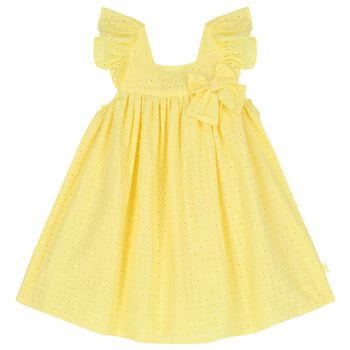 Tutto Piccolo Girls Yellow Broderie Anglaise Dress, 1 Girls Yellow Broderie Anglaise Dress